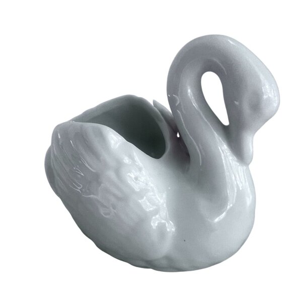 Porcelain White Swan Figurine Pink Rose Candle Holder Dressing Table Decor - Picture 8 of 11